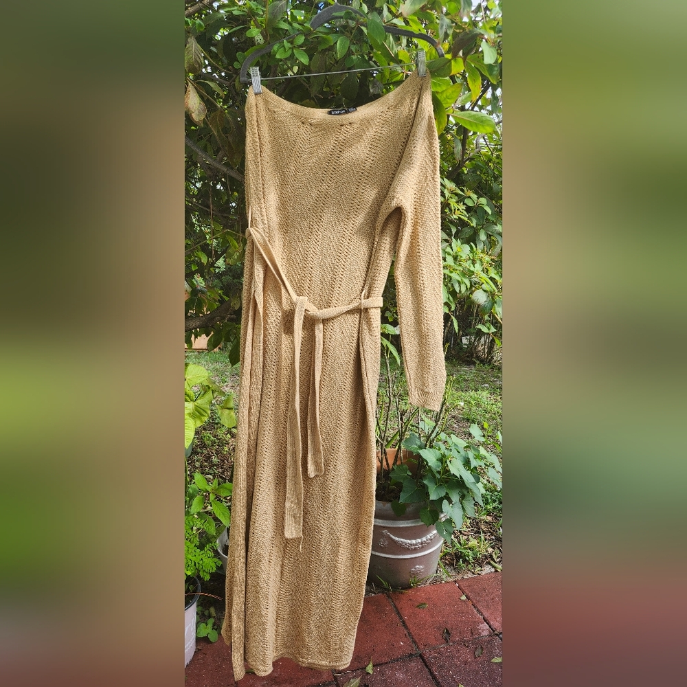 Boohoo Plus Textured Tan Sweater